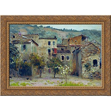 0643676570608 - IN THE VICINITY OF BORDIGUERA, IN THE NORTH OF ITALY 24X18 GOLD ORNATE WOOD FRAMED CANVAS ART BY ISAAC LEVITAN