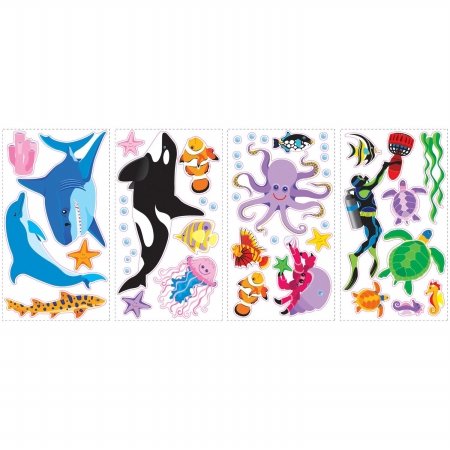 0643749456631 - ROOM MATES SPD0002SCS AWESOME OCEAN PEEL AND STICK WALL DECALS