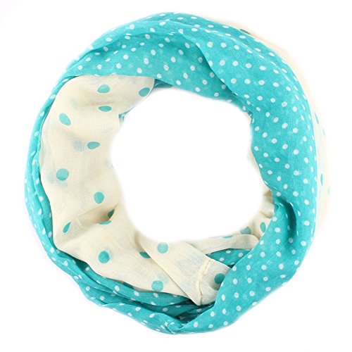 6438168069890 - BRAIT INFINITY TWO TONE POLKA DOTS SCARF TURQUOISE/ IVORY