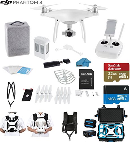 0643989110089 - DJI PHANTOM 4 QUADCOPTER DRONE WITH 4K VIDEO EVERYTHING YOU NEED KIT + SANDISK 32GB MICRO SDXC CARD + UNIVERSAL CARD READER 3.0 + CARRY STRAP SYSTEM + KOOZAM CLEANING CLOTH (WITH MILITARY HARDCASE)