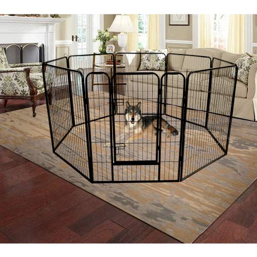 0644197661905 - ODC DOG EXERCISE PEN PETPLAYPENS FOR DOGSPUPPY PLAYPEN OUTDOOR OR INDOOR CAGE FENCING DOGGIE RABBIT CATS PLAYPENS OUTSIDE FENCES WITH DOOR-PORTABLE FOLDING METAL WIRE FOLDABLE 8-PANEL,40 SQ FOOT
