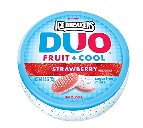 0644210008632 - ICE BREAKERS DUO FRUIT + COOL MINTS, STRAWBERRY, 1.3-OUNCE CONTAINERS (PACK OF 8)
