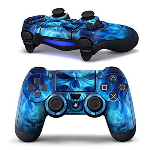 0644221509494 - T.F.S.M. BRANDED SINGLE BLUE FLAME SKULL SKIN FOR PS4 CONTROLLER