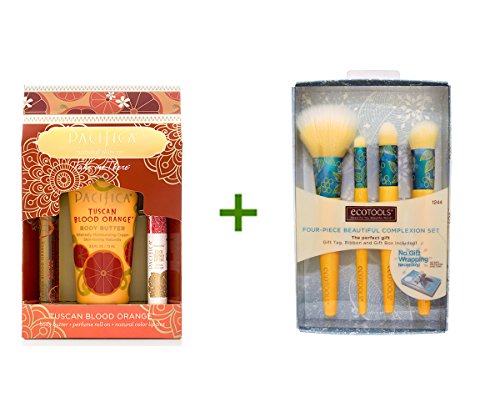 0644222228202 - PACIFICA PERFUMES INC, TAKE ME THERE SET, TUSCAN BLOOD ORANGE, 3 PIECE KIT, ECOTOOLS, FOUR-PIECE BEAUTIFUL COMPLEXION SET, 4 BRUSHES