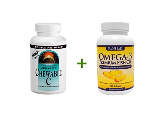 0644222242406 - SOURCE NATURALS, CHEWABLE C, ACEROLA CHERRY, 500 MG, 250 TABLETS, MADRE LABS, OMEGA-3 PREMIUM FISH OIL, 180 MG EPA/120 MG DHA, 100 SOFTGELS