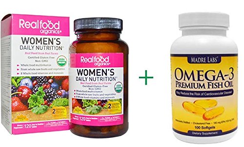 0644222251927 - COUNTRY LIFE, GLUTEN FREE, REALFOOD ORGANICS, WOMEN'S DAILY NUTRITION, 120 TABLETS, MADRE LABS, OMEGA-3 PREMIUM FISH OIL, 180 MG EPA/120 MG DHA, 100 SOFTGELS