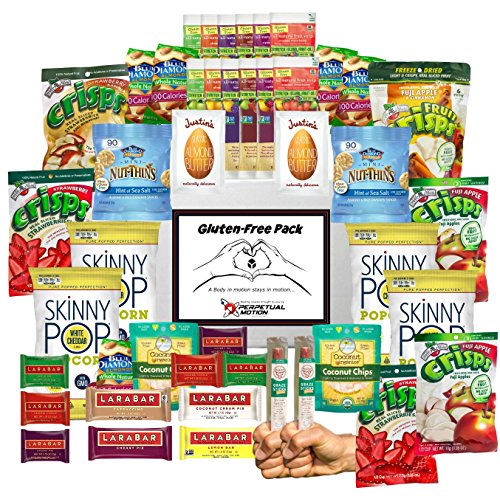 6444516528100 - GLUTEN FREE SNACK FOOD GIFT BOX, MEDIUM SIZE 45 QUALITY ITEMS, INCLUDES FREE BONUS GLUTEN FREE LIVING TIPS AND TRICKS