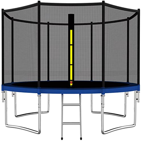 6445374712007 - QZEXUN TRAMPOLINE 12FT TRAMPOLINE WITH ENCLOSURE - RECREATIONAL TRAMPOLINES WITH LADDER AND GALVANIZED ANTI-RUST COATING, OUTDOOR TRAMPOLINE FOR KIDS-12FT
