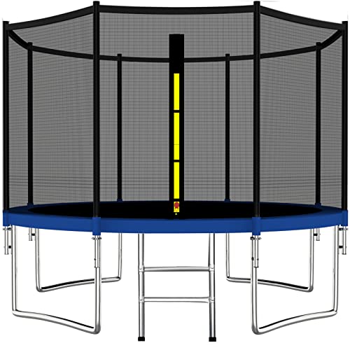 6445374712021 - QZEXUN 12FT TRAMPOLINE WITH ENCLOSURE - RECREATIONAL TRAMPOLINES WITH LADDER AND GALVANIZED ANTI-RUST COATING, OUTDOOR TRAMPOLINE FOR KIDS