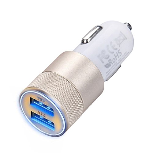 0644540538014 - GENERIC 2.1A/24W 2-PORT SMART USB QUICK CHARGE CAR CHARGER GOLD