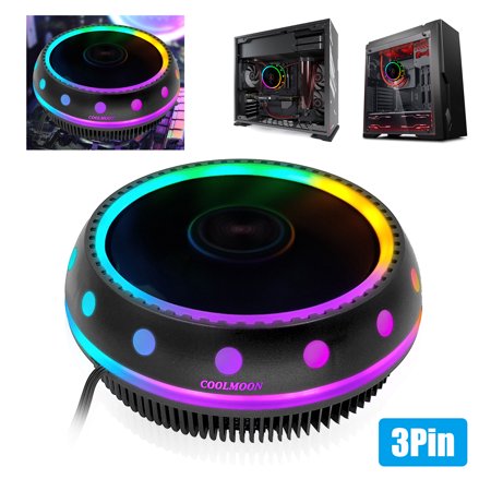 0644925875819 - TSV CPU COOLER AIR COOLING, 3 PINS 100MM RGB LED PC GAMING COMPUTER CASES CPU FAN COOLER RADIATOR HEASTINK, HIGH AIRFLOW ULTRA QUIET FIT FOR LGA 1150/1151/1155, 50,000HS(FREE MOUNTING SCREWS + HOLDER)