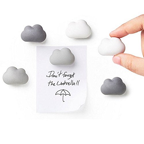 0645038958277 - NOVELTY FRIDGE MAGNETS CLOUD MAGNETS BY QUALY DESIGN STUDIO. SET OF 6 MESSAGE MAGNETS. CLOUD MAGNETS GRADUAL COLORS FROM WHITE TO DARK GREY. CAN BE USED IN OFFICE OR AT HOME.