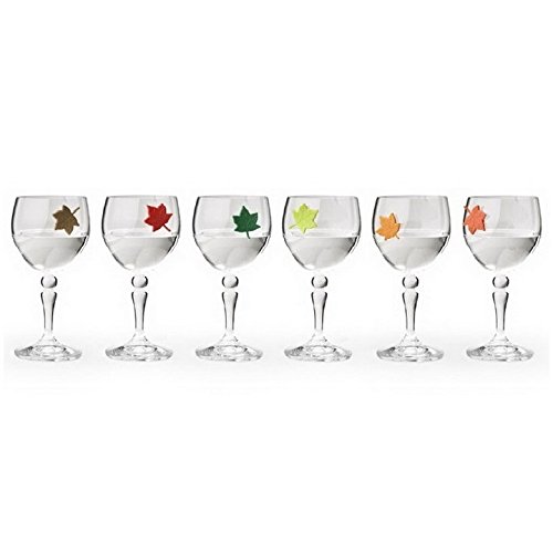 0645038958352 - UNIQUE WINE CHARMS LEAF MY GLASS BY QUALY DESIGN STUDIO. UNUSUAL GLASS CHARMS - GREAT GIFT FOR WINE LOVERS. SIX GLASS MARKERS IN THE SET. MULTICOLOR.