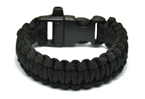 0645120227199 - SURVIVAL BRACELET LARGEST IN STOCK SELECTION PERFECT FOR CAMPING, HIKING AND HUNTING AS PART OF YOUR EMERGENCY KIT-BLACK