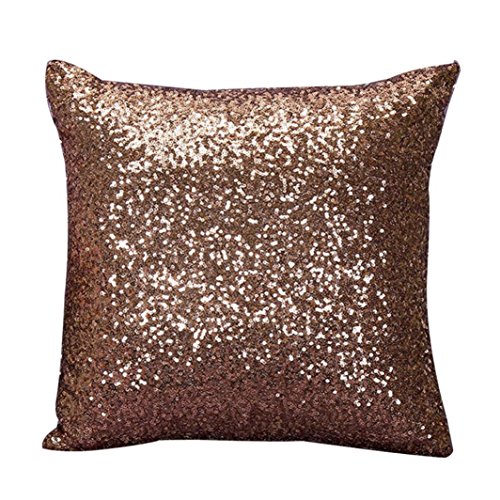 0645168282327 - GENERIC CAFE HOME DECOR SOLID COLOR GLITTER SEQUINS THROW PILLOW CASE 40CM*40CM/15.74*15.74 (COFFEE)