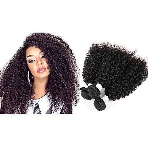 0645195817127 - 3 BUNDLES BRAZILIAN AFRO KINKY CURLY WEAVE VIRGIN REMY HUMAN HAIR EXTENSIONS 10 12 14 INCHES,#1B NATURE BLACK NO SHEDDING TANGLE FREE