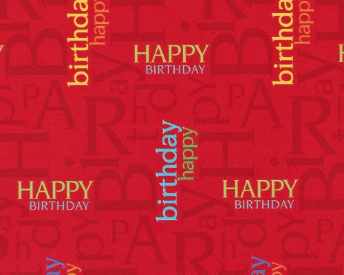 0645416036795 - AMERICAN GREETINGS BIRTHDAY WRAPPING PAPER, RED HAPPY BIRTHDAY, 2.5 X 3.3