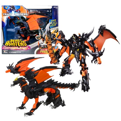 0645416168489 - HASBRO YEAR 2013 TRANSFORMERS PRIME BEAST HUNTERS - PREDACON RISING SERIES EXCLUSIVE ULTIMATE CLASS 11 INCH TALL ROBOT ACTION FIGURE - BEAST FIRE PREDAKING WITH 21 WINGSPAN AND LIGHT UP FIRE BREATH PLUS INFERNUM BLADE AND 2 MISSILE LAUNCHERS WITH 2 MI