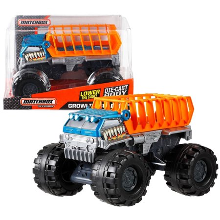 0645416481700 - MATCHBOX YEAR 2013 ON A MISSION SERIES 1:24 SCALE DIE CAST TRUCK VEHICLE SET - BEAST BASHER GROWLIN GRABBER WITH MOVEABLE CAGE (DIMENSION : 7 L X 5-1/2 W X 5 H)