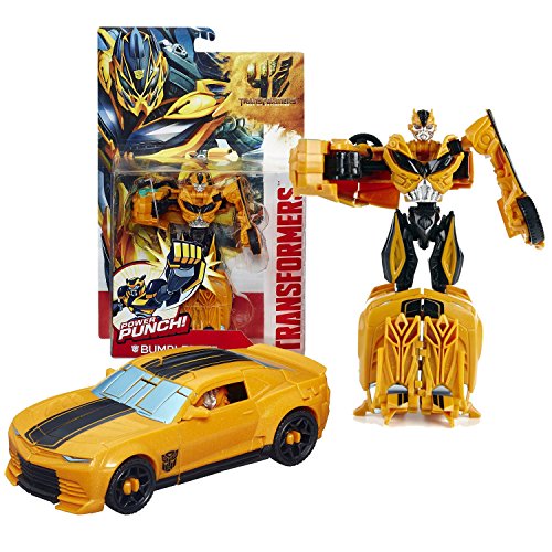 0645416658362 - HASBRO YEAR 2013 TRANSFORMERS MOVIE SERIES 4 AGE OF EXTINCTION POWER ATTACKER 5-1/2 INCH TALL ROBOT ACTION FIGURE - AUTOBOT BUMBLEBEE WITH POWER PUNCH FEATURE (VEHICLE MODE: CHEVY CAMARO)