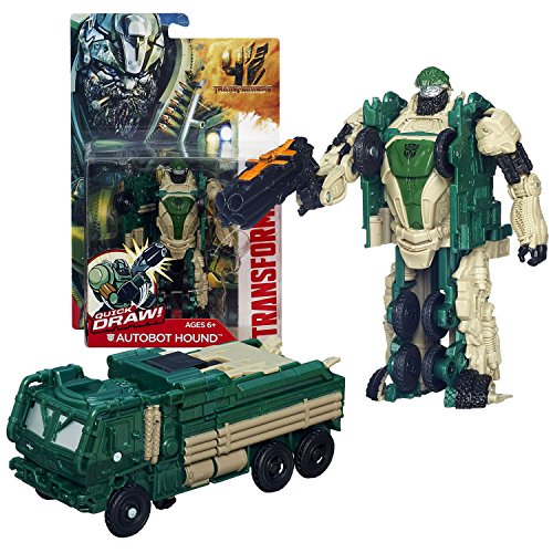 0645416665476 - HASBRO YEAR 2013 TRANSFORMERS MOVIE SERIES 4 AGE OF EXTINCTION POWER ATTACKER 5-1/2 INCH TALL ROBOT ACTION FIGURE - AUTOBOT HOUND WITH QUICK DRAW ACTION (VEHICLE MODE: OSHKOSH DEFENSE MEDIUM TACTICAL VEHICLE)
