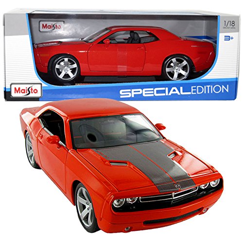 0645416788861 - MAISTO YEAR 2014 SPECIAL EDITION SERIES 1:18 SCALE DIE CAST CAR SET - CRIMSON RED COLOR MUSCLE COUPE 2006 DODGE CHALLENGER CONCEPT WITH DISPLAY BASE (CAR DIMENSION: 10 X 4 X 3)