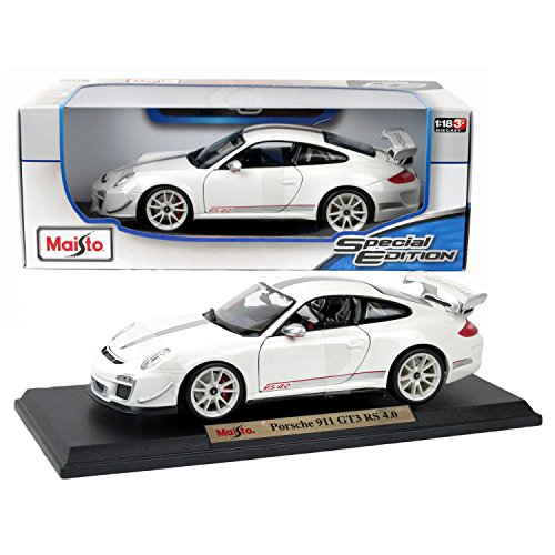 0645416887151 - MAISTO YEAR 2015 SPECIAL EDITION SERIES 1:18 SCALE DIE CAST CAR SET - WHITE COLOR SPORTS COUPE PORSCHE 911 GT3 RS 4.0 WITH SPOILER AND DISPLAY BASE (CAR DIMENSION: 9-1/2 X 4 X 2-1/2)