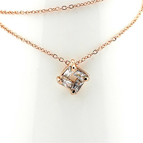 6456724513328 - LADYLIKE WHIRL PRISM SHAPED FAUX CRYSTAL ROSE GOLD PLATED NECKLACE JA5402