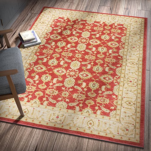 0645871809620 - BRYCE ZIEGLER TERRACOTTA RED ISFAHAN FLORAL PERSIAN AREA RUG 7 X 9 (6'7 X 9'3) THICK SOFT SHED FREE EASY TO CLEAN STAIN RESISTANT