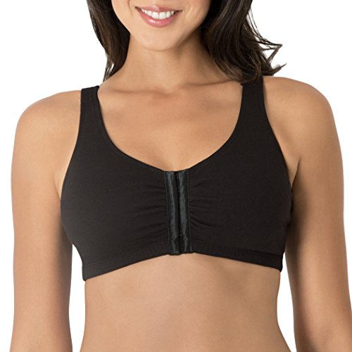 0646007675997 - FRUIT OF THE LOOM WOMEN'S FRONT CLOSE BUILTUP SPORTS BRA, BLACK, 44