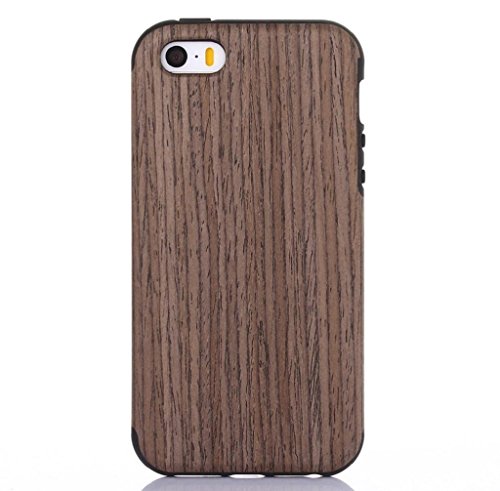 0646054420007 - GENERIC NATURAL WOOD WOODEN + TPU CASE COVER PROTECT PATTERN FOR IPHONE SE / 5S