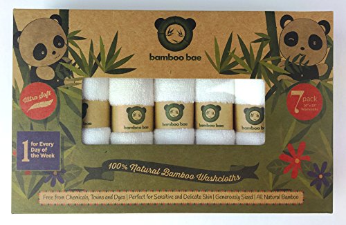 0646117856293 - BAMBOO BAE - BABY BATH WASHCLOTHS (7-PACK) 100% NATURAL PREMIUM BAMBOO - SUPER SOFT & ABSORBENT TOWELS FOR SENSITIVE SKIN - NO DYES - REUSABLE WIPES - 10X10 EXCELLENT BABY SHOWER/REGISTRY GIFT