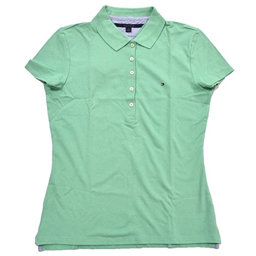 0646130118361 - TOMMY HILFIGER WOMEN'S CLASSIC FIT 5 BUTTON POLO SHIRT (NEPTUNE GREEN, S)