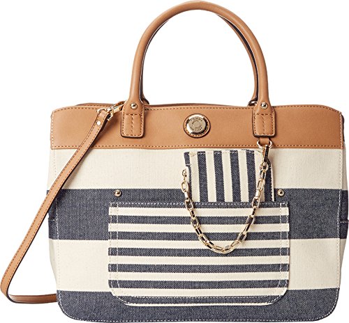 0646130279048 - TOMMY HILFIGER LEXI TRAVEL TOTE, NAVY/NATURAL, ONE SIZE