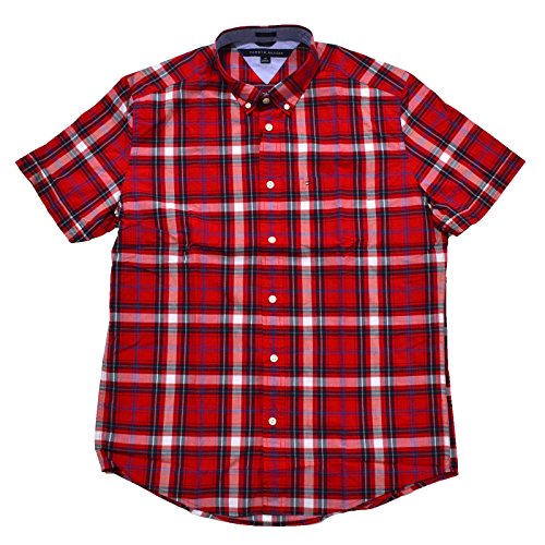 0646130838597 - TOMMY HILFIGER MENS SHORT SLEEVE CLASSIC FIT BUTTON-DOWN SHIRT (XX-LARGE, APPLE RED)