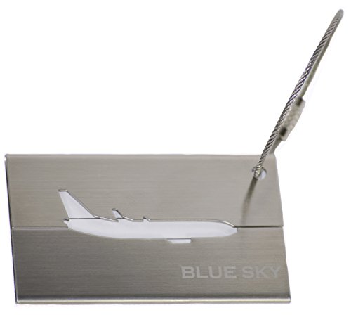 0646223842722 - BLUE SKY LUGGAGE TAG, HIGHLY POLISHED, STAINLESS STEEL, SUITCASE TRAVEL I.D. LAB