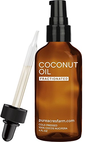 0646223977523 - FRACTIONATED COCONUT OIL (LIQUID) - 4OZ - WITH DROPPER AND PUMP + FREE RECIPE EBOOK! - USE WITH ESSENTIAL OILS AND AROMATHERAPY AS A CARRIER AND BASE OIL (4OZ)