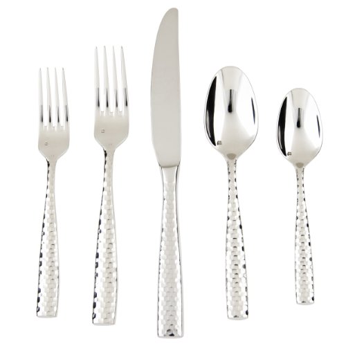 0646292102000 - FORTESSA LUCCA FACETED 18/10 STAINLESS STEEL FLATWARE SET, SERVICE FOR 1, 5-PIECE