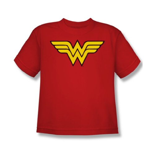 0646315621808 - DC COMICS - WONDER WOMAN LOGO YOUTH T-SHIRT IN RED, SIZE: MEDIUM (10-12), COLOR: RED