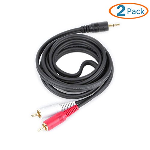 0646341985516 - HTTX GOLD PLATED 3.5MM TO 2RCA MALE STEREO AUDIO CABLE SPLITTER 9 FEET (2-PACK)