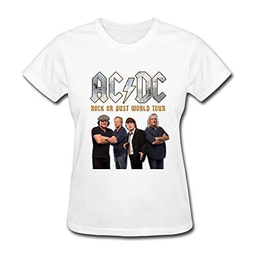 ACDC ROCK OR BUST WORLD TOUR T SHIRT FOR WOMEN WHITE XXL - GTIN
