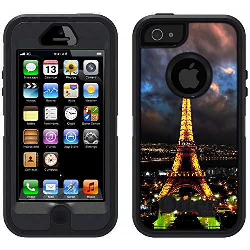 0646406961738 - SKIN DECAL FOR OTTERBOX DEFENDER APPLE IPHONE SE CASE - NIGHT TIME PARIS EIFFEL TOWER