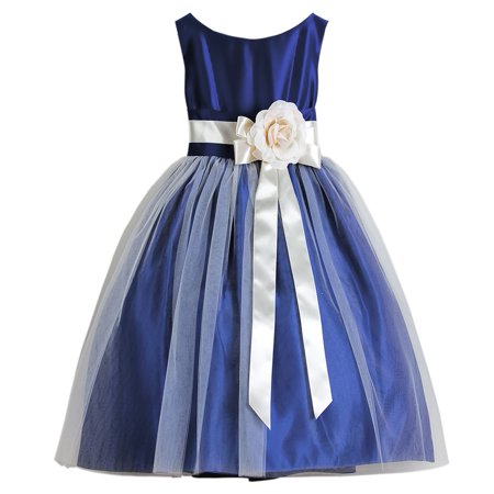 0646412551213 - SWEET KIDS GIRLS ROYAL BLUE FLORAL ACCENT JUNIOR BRIDESMAID DRESS 7-12