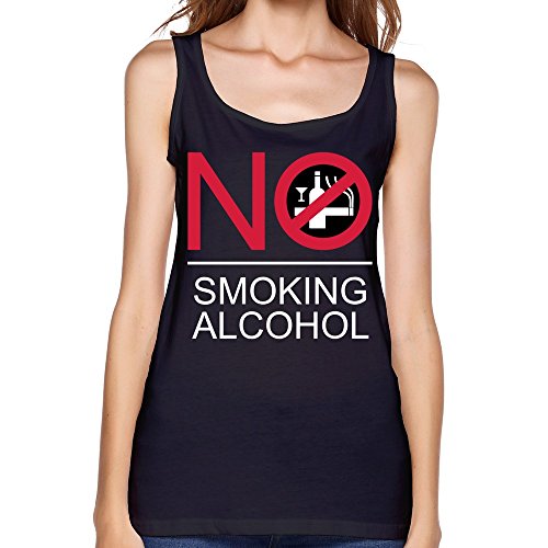 6464304082607 - ZZY WOMEN'S TANK TOPS NO SMOKING ALCOHOL SIGN SIZE M BLACK