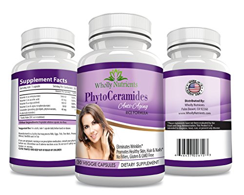 0646437026123 - ORGANIC PHYTOCERAMIDES RICE BASED VEGAN ANTI AGING SUPPLEMENTS *NO ADDITIVES + ANTI WRINKLE WITH VITAMINS A,C,D,E GLUTEN FREE, GMO PLANT DERIVED - SUPPORTS HEALTHY HAIR, SKIN AND NAILS FOR WOMEN & MEN PERFECT FOR DRY SKIN, DARK SPOTS, WRINKLES, ECZEMA, C