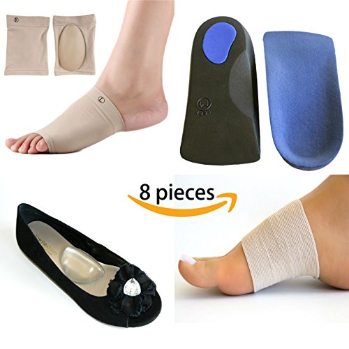 0646437237321 - LIFELUX PLANTAR FASCIITIS ARCH SUPPORT PAIN RELIEF VALUE PACK. 1 PAIR 3/4 LENGTH ARCH SUPPORT INSOLES, HEEL CUSHION FOR PLANTAR FASCIITIS TREATMENT, BACK PAIN; 2 SELF ADHESIVE GEL ARCH SUPPORT SHOE INSERTS FOR FLAT FEET, KNEE PAIN; 2 ARCH SUPPORT BANDAGE