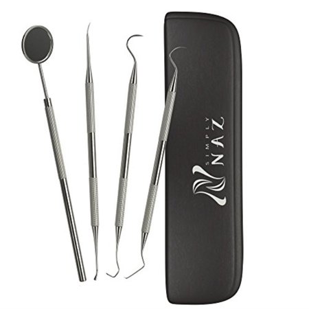 0646437680714 - DENTAL TOOLS KIT | STAINLESS STEEL DENTAL INSTRUMENTS & EQUIPMENT PERFECT FOR AT HOME ORAL HYGIENE & CARE - SET INCLUDES INSPECTION MIRROR, SICKLE SCALER, PICK AND TARTAR & PLAQUE SCRAPER