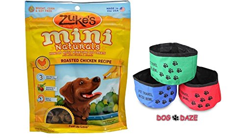 0646437685092 - ZUKE'S MINI NATURALS DOG TREATS - 6OZ CHICKEN + DOG DAZE PETS WATER BOWLS 3 PACK