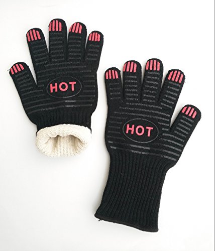 0646437887915 - FLOW BBQ GLOVES-HEAT RESISTANT 425F/218C BBQ ACCESSORIES SET-FIRE PROOF-LONG-FOREARM PROTECTION-NON SLIP SILICONE GRIP-BETTER THAN NORMAL OVEN MITTS AND SILICONE HEAT PROOF PADS