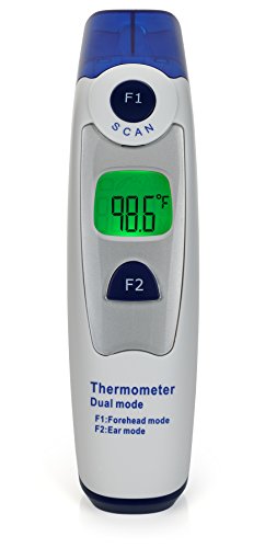 0646437951425 - DIGITAL FOREHEAD AND EAR THERMOMETER FOR BABY, CHILDREN & ADULTS | 5 YEAR GUARANTEE | JUMBO BACKLIT LCD DISPLAY & FEVER ALARM | 1 SECOND ACCURATE INFRARED READINGS | FDA APPROVED